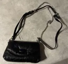 ZARAショルダーバッグ チェーンストラップ メタリック ブラック