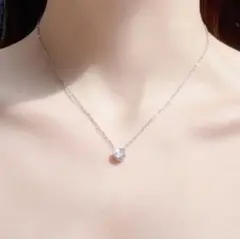 1粒 ダイヤ ネックレス サージカルステンレス CZダイヤモンド 新品 シルバー