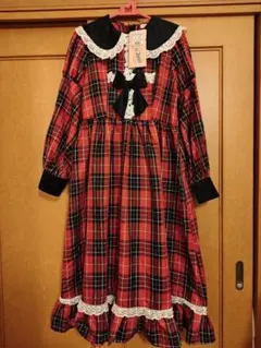 しまむら 愛野えりコラボ 赤チェックワンピース M 新品タグ付き