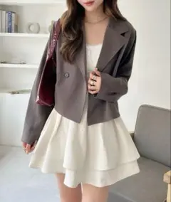 涼♪ 美品 アダムエロペ ベージュ ショートスリーブジャケット 36