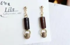 no.272✰大人可愛い　秋冬　シンプル　小振りなウッド✖️リングピアス