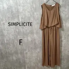【シンプリシテェ】リネンライクオールインワン　Ｖネック　F パンツ　ノースリーブのサムネイル