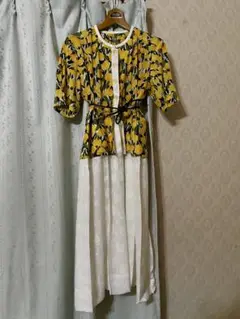新品未使用！一点物希少ハンドメイド花柄清楚ロングワンピースゆったり珍ピンクハウス