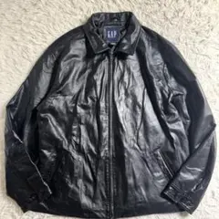 90s OLD GAP 本革 レザージャケット XL 中綿 キルティング 黒