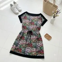 ​malla 日本製 花柄プリントワンピース 膝丈 マルチカラー M ゴムのサムネイル