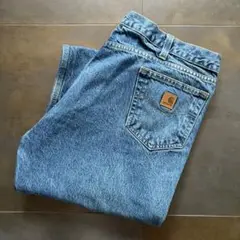 42×30　carhartt カーハート　デニム　ワーク　インディゴ　革パッチ