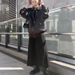 25SS 美品 エブリデイアイライク ニュージャージーフレアスカート ブラック