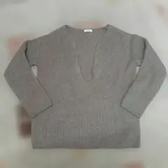 a.v.v セーター【S】ベージュ 長袖 Vネック リブ編み カジュアル