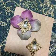 2way お花とパールのアンティークピアス