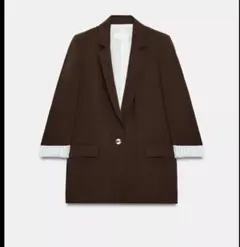 新品・タグ付き】zara プリント柄カフスブレザー ジャケット ネイビーS