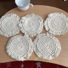 マクラメ　コースター　5枚セット　ハンドメイド
