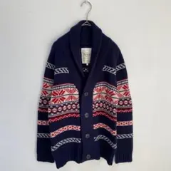 【ikka/イッカ】ノルディック柄　カーディガン　ショールカラー【M】ウール混のサムネイル