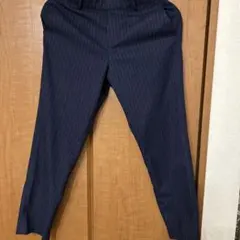 ネイビー ストライプ スラックス ゴムウエスト