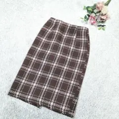 ニット スカート ポケット 裏地 付き 膝丈 タイトスカート Mサイズ