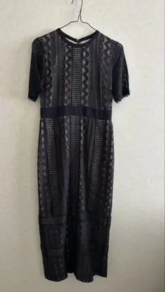 LAGUNAMOON ラグナムーン　ジオメトリックレースドレス M ネイビー