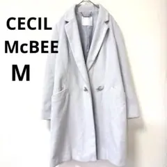 【希少カラー】セシルマクビー チェスターコート M アイスブルー系 ウール混