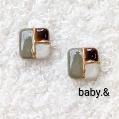 レジンピアス イヤリング ハンドメイド シンプル グリーン 小ぶり【№021】