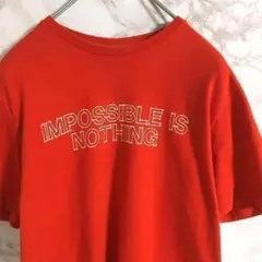 アディダス　ワンポイント刺繍　フロントプリント　半袖Ｔシャツ　レッド　Ｍ