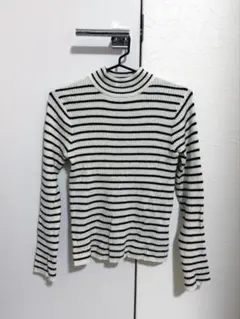 ストライプタートルネックニット Fサイズ