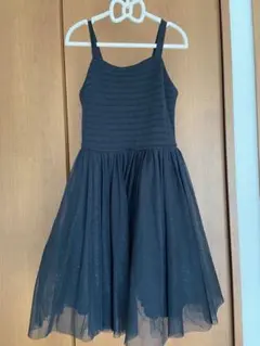 プチバトー　ラメチュールワンピース黒　10ans 138cm