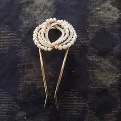 パール装飾の金色かんざし