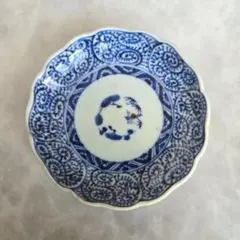 古伊万里　染付　蛸唐草　小皿　丸皿　江戸時代　金直し　金継ぎ　骨董　アンティーク