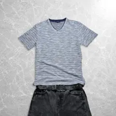 y2k slub border vneck tee grunge opium - メルカリ