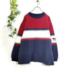 チャンピオン 長袖 スウェット トレーナー(XL)マルチカラー ボーダー