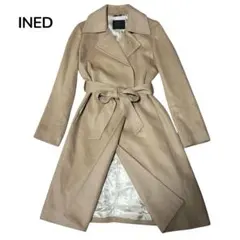 【YOU様専用】INED ロングコート　ベージュ　女優衿　ベルテッド　Aライン