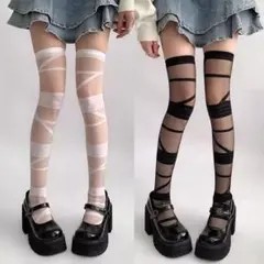 ★2点セット★ ニーハイ　ニーハイソックス　包帯　コスプレ　靴下　ソックス