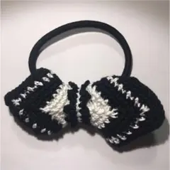 ハンドメイド!!!試作品のリボンモチーフのヘアゴム（ブラック）