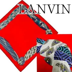 【極美品】LANVIN 大判 ハンカチ バンダナ レッド 和柄 着物 和装 帯柄のサムネイル