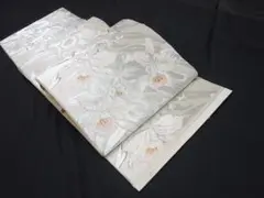 【SALE30%OFF】中古美品 袋帯 花模様 銀色