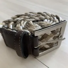 ゆ*こ様 編み込みロープベルト ベージュ ブラウン