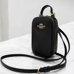 COACH 2way スマホショルダー CB854 ブラック レザー コーチ
