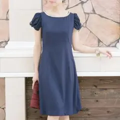 PourVous パーティードレスワンピース【Ｍ】ビジュー バックリボン 結婚式