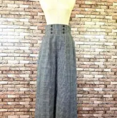 ワイドパンツ グレンチェック M ボトムス ズボン グレー 秋冬