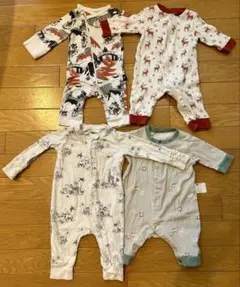 ロンパース　4枚セット　サイズ50-60　長袖　カバーオール　ダブルファスナー