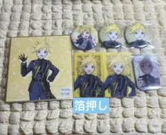 プロセカ 鏡音レン 缶バッジ 色紙 エピカ スクエア缶 あんスタコラボ 箔押し