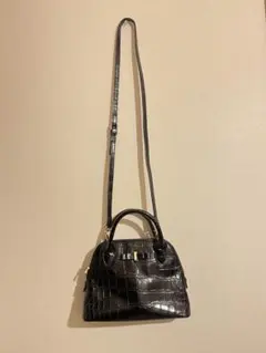 DIANA クロコダイル型押し ブラックショルダーバッグ2wey