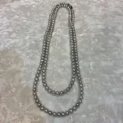 淡水パール ロングネックレス グレー系　約117cm 87g 2連ネックレス