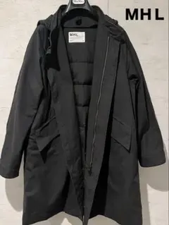 MHL 　ブラックモッズコート　ダウンライナー付　フード取り外し可能