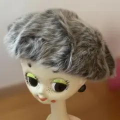 グレー ファー風 ベレー帽