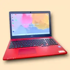 状態良✨富士通ノートパソコン赤 Windows11 快適SSD バッテリー〇