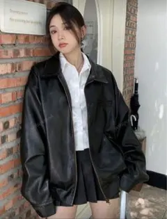 SHEIN レザージャケット ストリートスタイル フェイクレザー Sサイズ