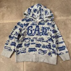 《美品》GAP baby パーカー 100cm 3years 総柄 車 グレー