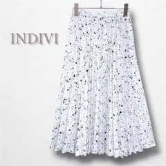 美品　INDIVI インディヴィ　ダルメシアン柄　プリーツスカート　S きれいめ