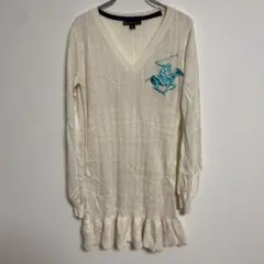 Beverly Hills Polo Club Vネック ニットワンピース L