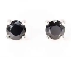ブラック ダイヤモンド の輝き スタッド ピアス 高級仕上げ
