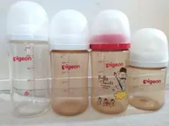 Pigeon 哺乳瓶 240ml&160ml 4本セット　ブラシ&ストロー付き